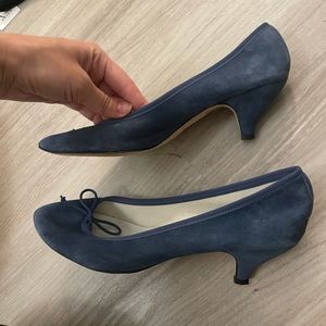 Repetto blue suede kitten heels